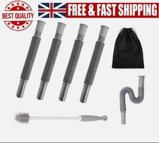 COLLAPSIBLE FLEXIBLE CARAVAN MOTORHOME DRAINAGE WASTE PIPES X 4 + BRUSH + BAG