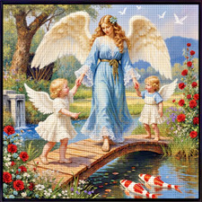 Angels crossing bridge printed - angels,