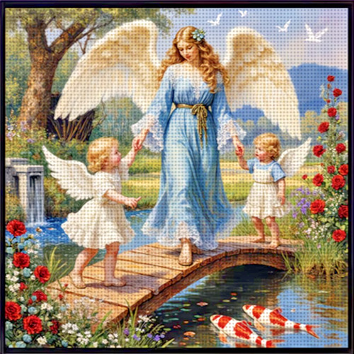Angels crossing bridge printed - angels,