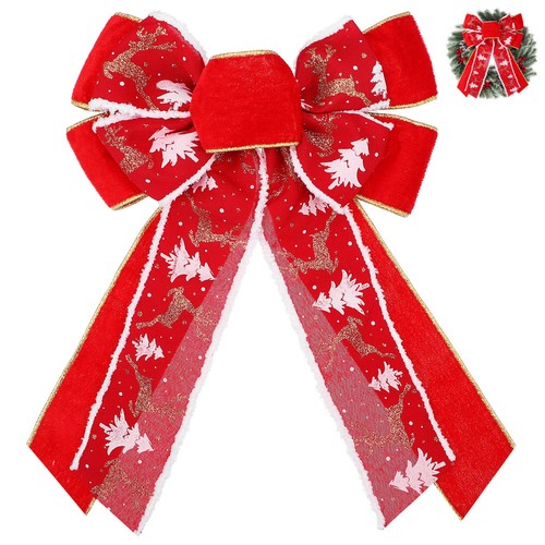 Christmas tree bow red - tree,
