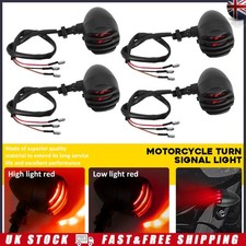 4x Motorcycle Universal M10 Black Bullet Turn Signal Blinker Indicator Light Red
