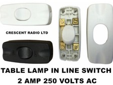 TABLE LAMP SWITCH IN LINE 2 AMPS 250VAC INLINE ROCKER LAMP SWITCH WHITE OR BLACK
