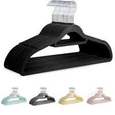 KEPLIN Velvet Hangers - Non-Slip Clothes Hangers with Tie Bar & 360° Hook