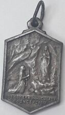 Lourdes Holy Healing Pendant Our Lady St Bernadette Kneeling Before Virgin Mary