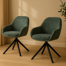 Oslo Velvet Swivel Dining Chair - Modern Upholstered Chair with Black Metal Legs