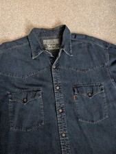 Vintage LEVI'S Men's Dark Blue Denim Shirt XL Orange Tab 