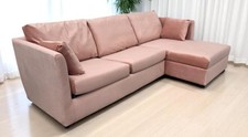 MADE.COM Milner RHF Corner Storage Sofa Bed in Pink Velvet (1885)