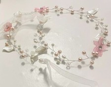 Girls Flower Girl Bridesmaid Confirmation Pink Hair Accessory Headband Headdress