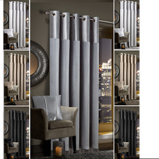 Crushed VELVET Band Eyelet DOOR CURTAIN Thermal Panel Faux Silk Fully Lined