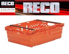 10 X USED BALE ARM CRATE MAXI NEST STACKABLE 35L STACKING STORAGE BOX 60-40-20CM