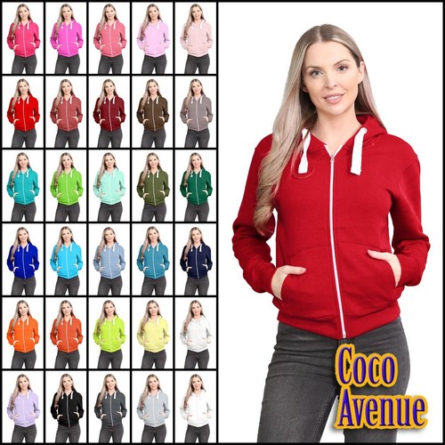 Ladies fleece hooded plain - hooded, zip