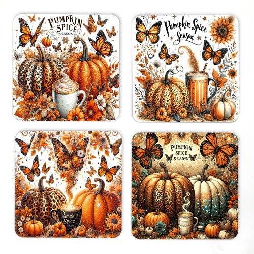Autumn gift coasters set - autumn,