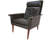 A leather and rosewood armchair c1960s. Arne Vodder Fritz Hansen