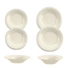 6 Piece Cream Crackle Glaze