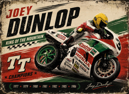Joey dunlop races vintage - dunlop,