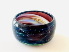 Mdina Glass Isle of Wight Aurene Bowl Signed Broken Pontil Mark