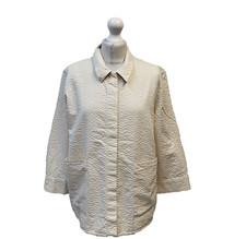 Cos Textured Shirt Top Blouse Cream Seersucker  3/4 Sleeve Women's UK 12 L