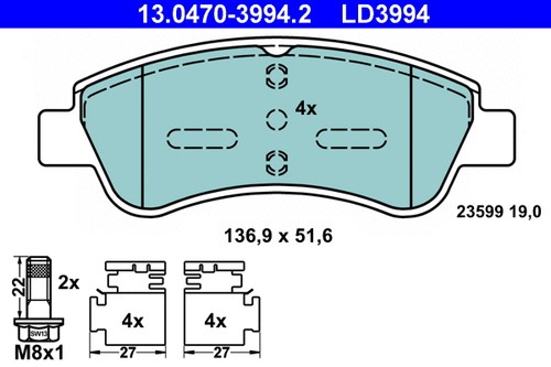 Front brake pad set - front,