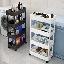 Kitchen Storage Trolley Slim Cart Rack Tray Shelf Rolling Wheel Holder -3/4 Tier
