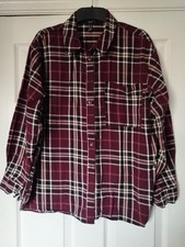 Ladies burgundy tartan pattern long sleeved shirt Size 14 New Look