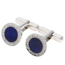 BVLGARI Lapis Lazuli Cufflinks 18K White Gold Men's