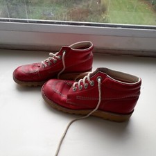 Kickers Kick Hi Womens Ladies Boys Girls Red Ankle Boots Size Adult 3-6