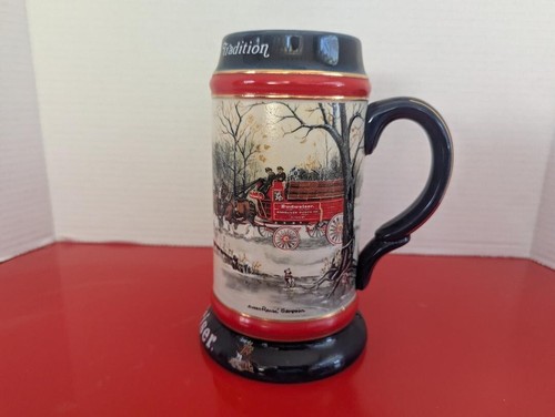 1990 budweiser holiday stein - budweiser,