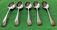 5 Vintage John Round Silver Plated Old English Pattern Cereal Dessert Spoons