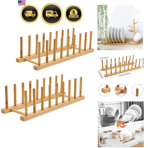 Bamboo dish rack slot wooden - rack, 8