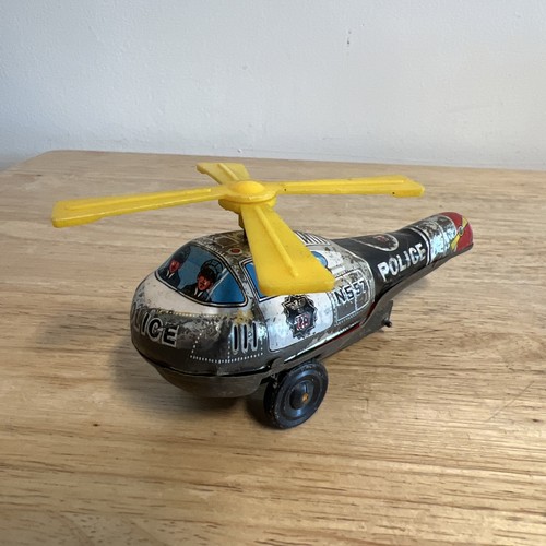 Vintage tin police helicopter - vintage,