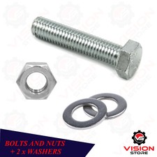 BOLTS AND NUTS +2x WASHERS M6 M8 M10 FULLY THREADED SET SCREWS ZINC PLATED