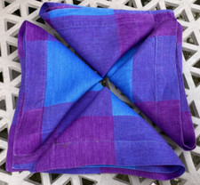 Pratesi Italian linen table napkin PAIR violet sky blue purple vintage serviette
