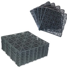 30 x Interlocking Nonslip Garden Path Tiles Floor Lawn Paving Patio Deck Grey