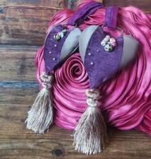 2 x Plum Purple Heart Curtain