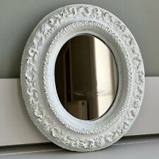 Small Vintage Oval Wall Mirror White Distressed French Foxed Antique Style