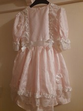 Romany style girls frilly dress size 5/6 bnwt pink strip satin