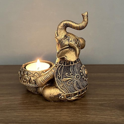 Resin elephant tea light - elephant,
