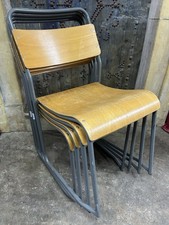 Set Of Four Vintage Mid-Century Plywood Stacking Chairs FREE MCR DELIVERY