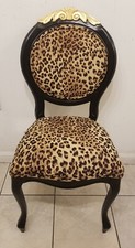 BESPOKE STUNNING RARE LEOPARD PRINT WITH GOLD LEAF CROWN BLACK CHAIR