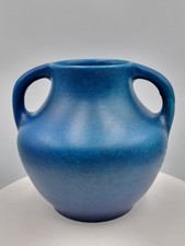 Pilkington's Royal Lancastrian handled vase in blue 1930s approx 18cm 7" high