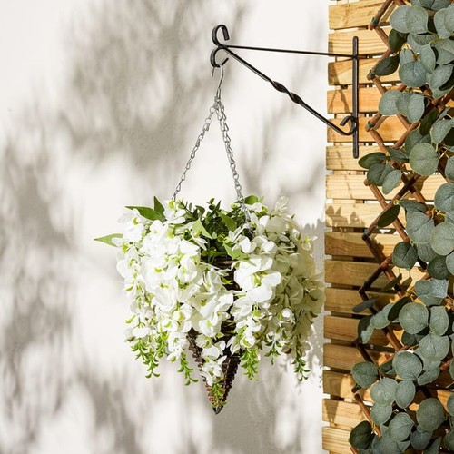 Flower basket hanging white - flower,
