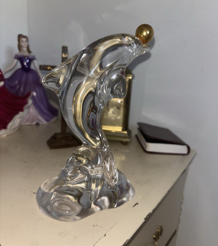 Clear glass dolphin - clear,