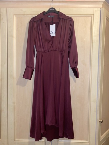 Bnwt zara satin burgundy - zara,
