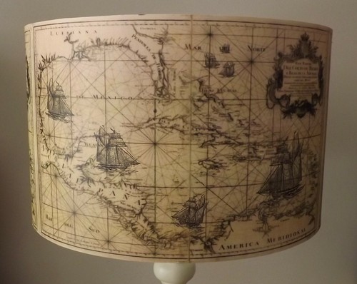 Sea map lampshade light - sea, lampshade,light