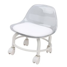 White Low Rolling Stool With