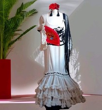 Spanish Ladies Flamenco Feria Dress UK Size 14/16 Curvy + Accessories 