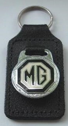 Enamel and leather keyring - leather,