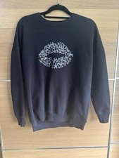 Mint Velvet Size M 12 Black Sequin Lips Sweater Jumper BF4