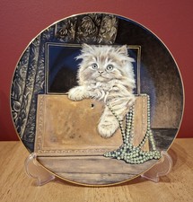 Royal Worcester Kitten Classics "Purrfect Treasure" Plate, Dated 1985, inc stand