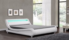 Faux Leather Bed LED Headboard